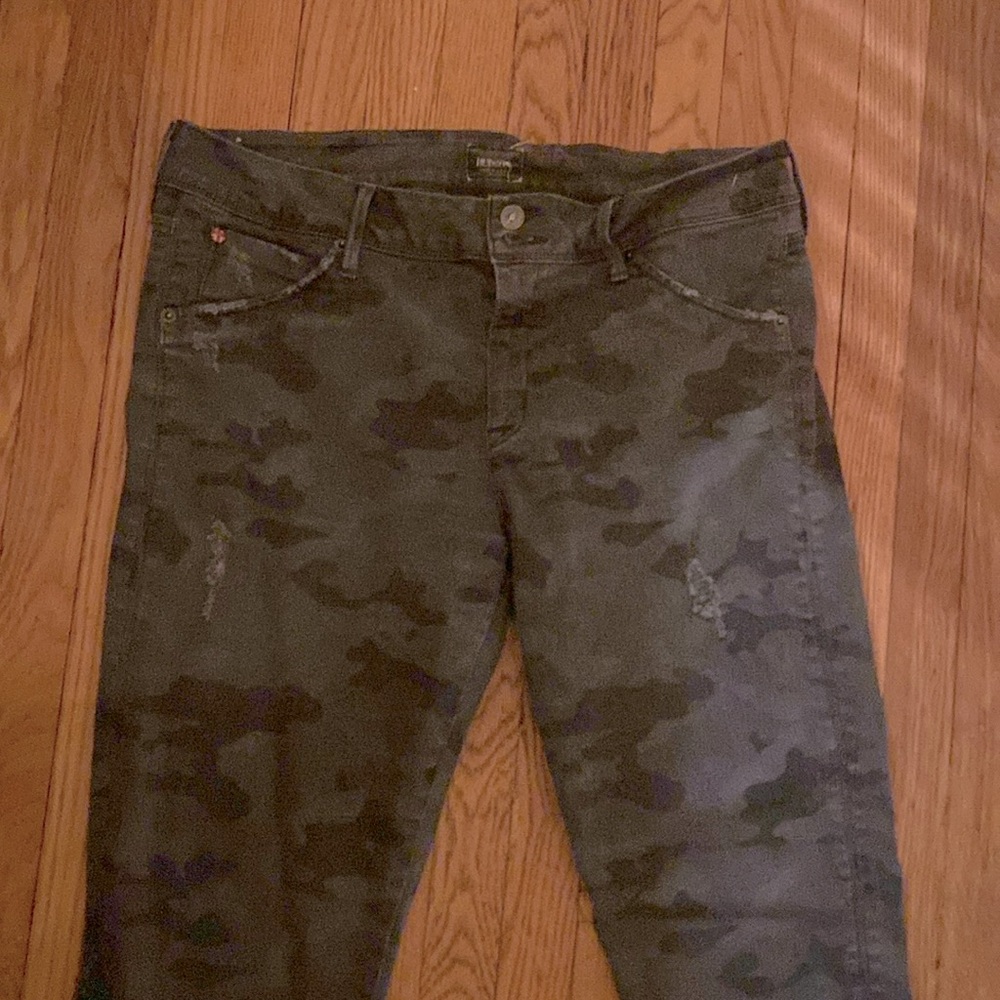 Hudson camo cropped jeans distressed Collin mid rise skinny